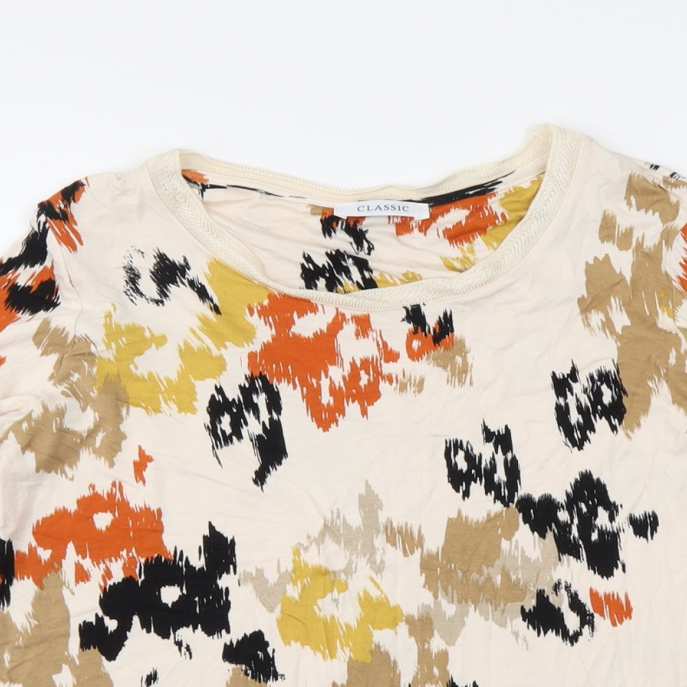 Marks and Spencer Womens Multicoloured Animal Print Viscose Basic Blouse Size 14 Round Neck - Leopard skin pattern