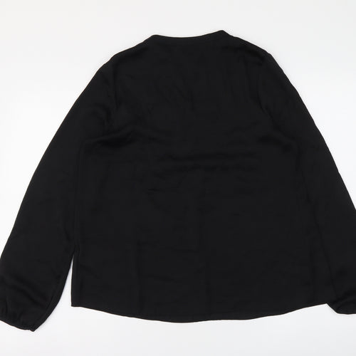 Atmosphere Womens Black Polyester Basic Blouse Size 12 V-Neck