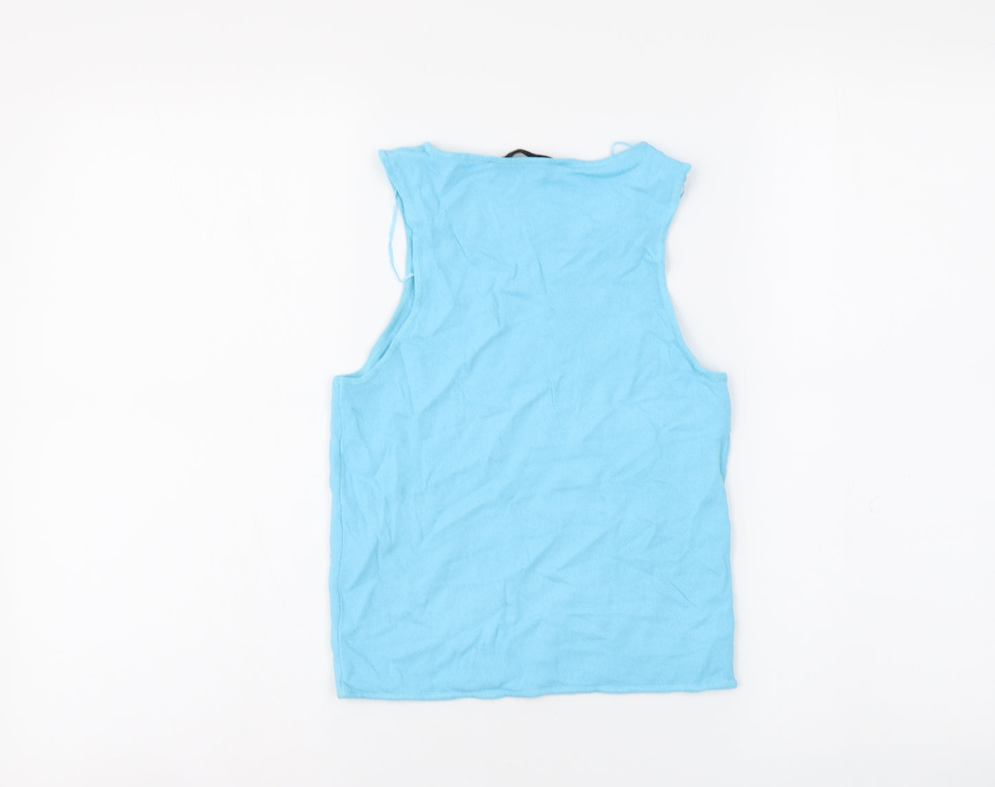 Zara Womens Blue Viscose Basic Tank Size M Round Neck