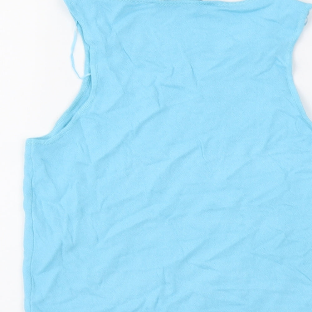 Zara Womens Blue Viscose Basic Tank Size M Round Neck