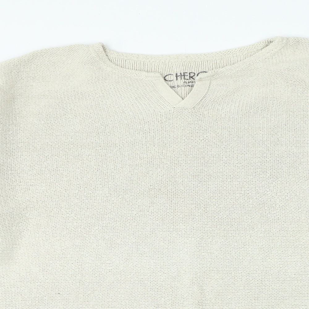 Cherokee Mens Beige V-Neck Cotton Pullover Jumper Size L