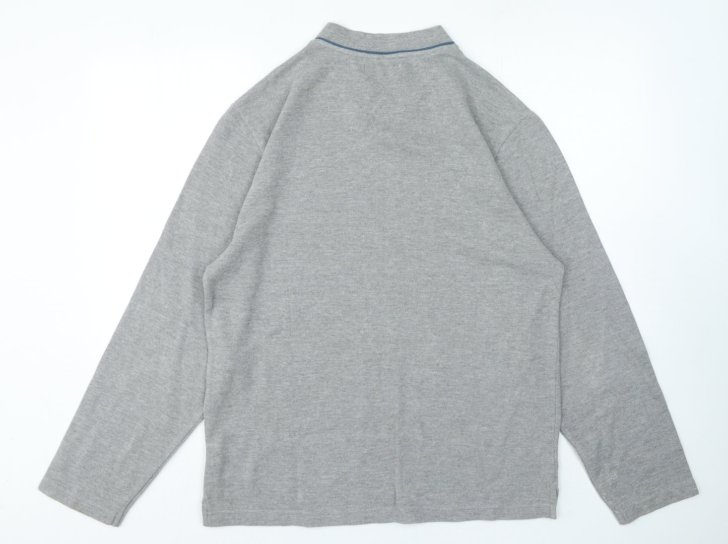 Avenue Mens Grey V-Neck Cotton Pullover Jumper Size M