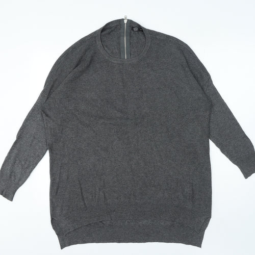 Select Womens Grey Round Neck Viscose Pullover Jumper Size L