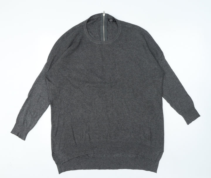 Select Womens Grey Round Neck Viscose Pullover Jumper Size L