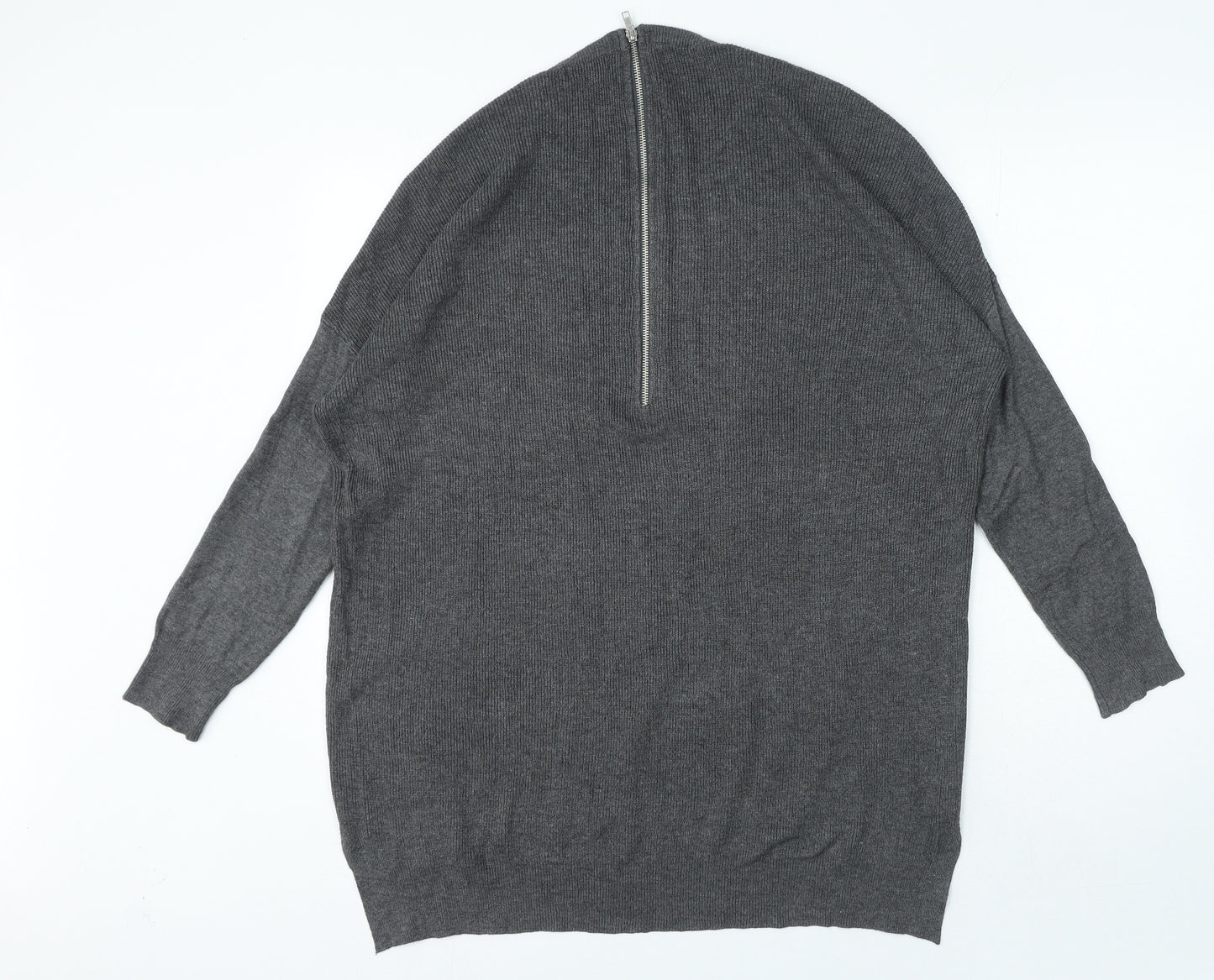 Select Womens Grey Round Neck Viscose Pullover Jumper Size L
