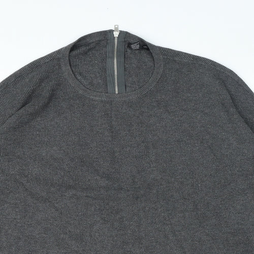 Select Womens Grey Round Neck Viscose Pullover Jumper Size L