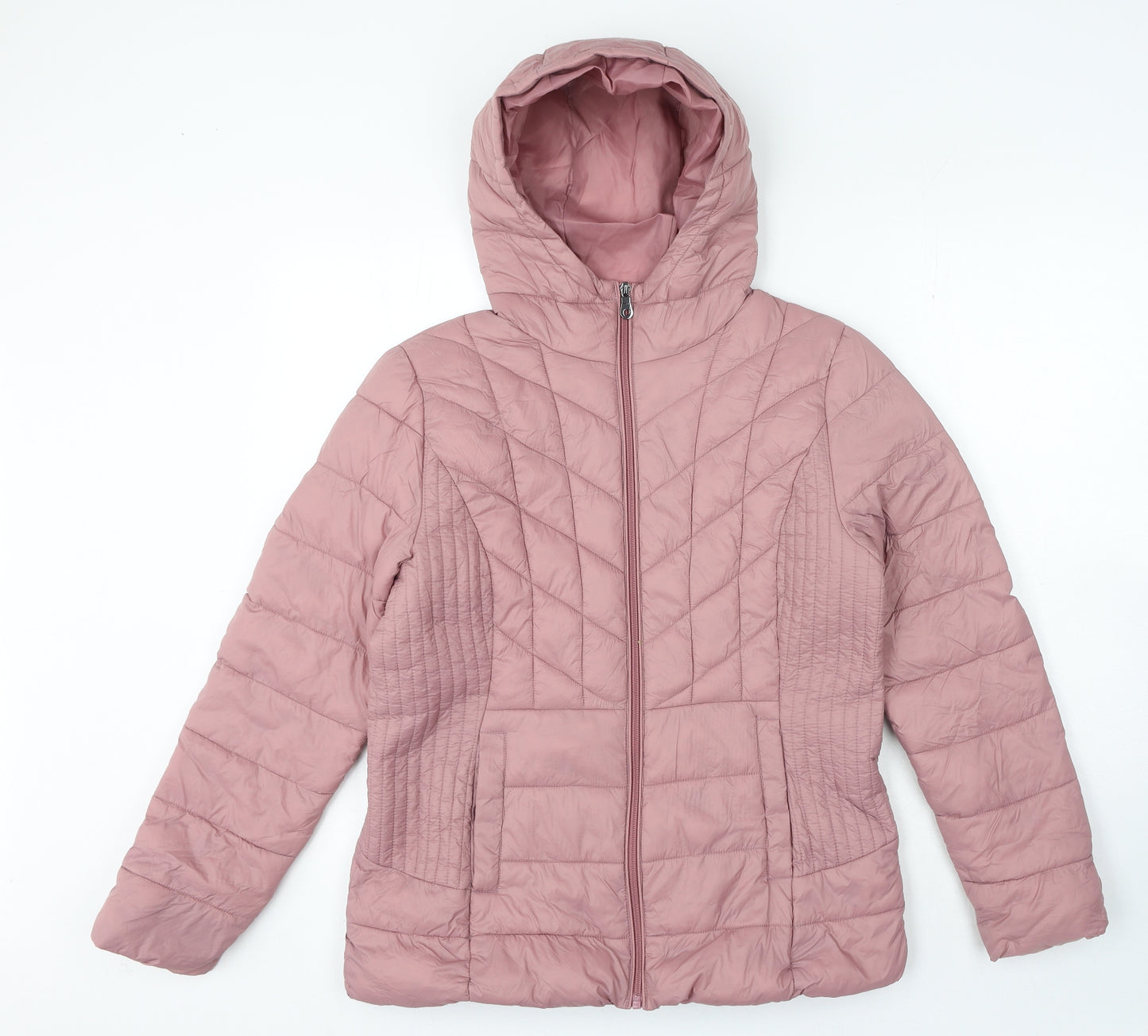 TU Womens Pink Puffer Jacket Coat Size 14 Zip