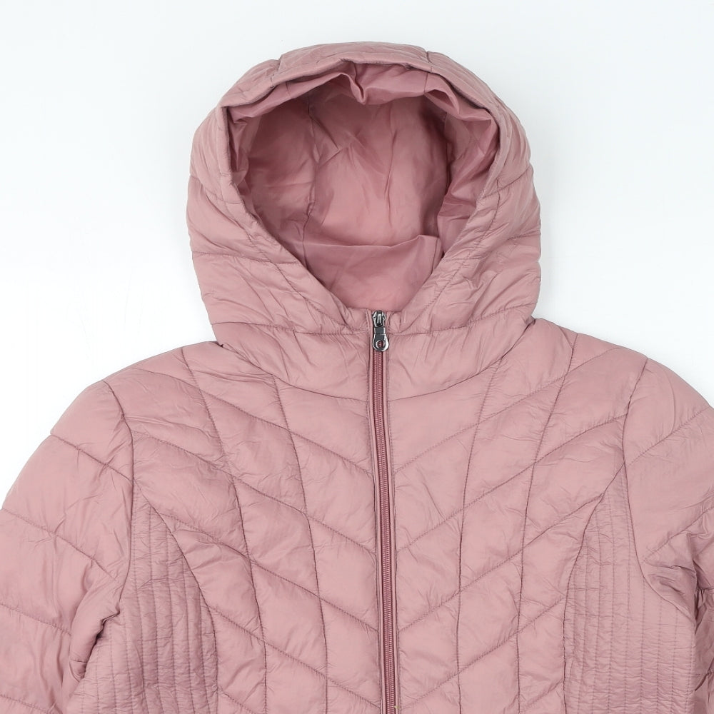 TU Womens Pink Puffer Jacket Coat Size 14 Zip