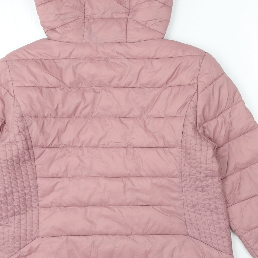 TU Womens Pink Puffer Jacket Coat Size 14 Zip
