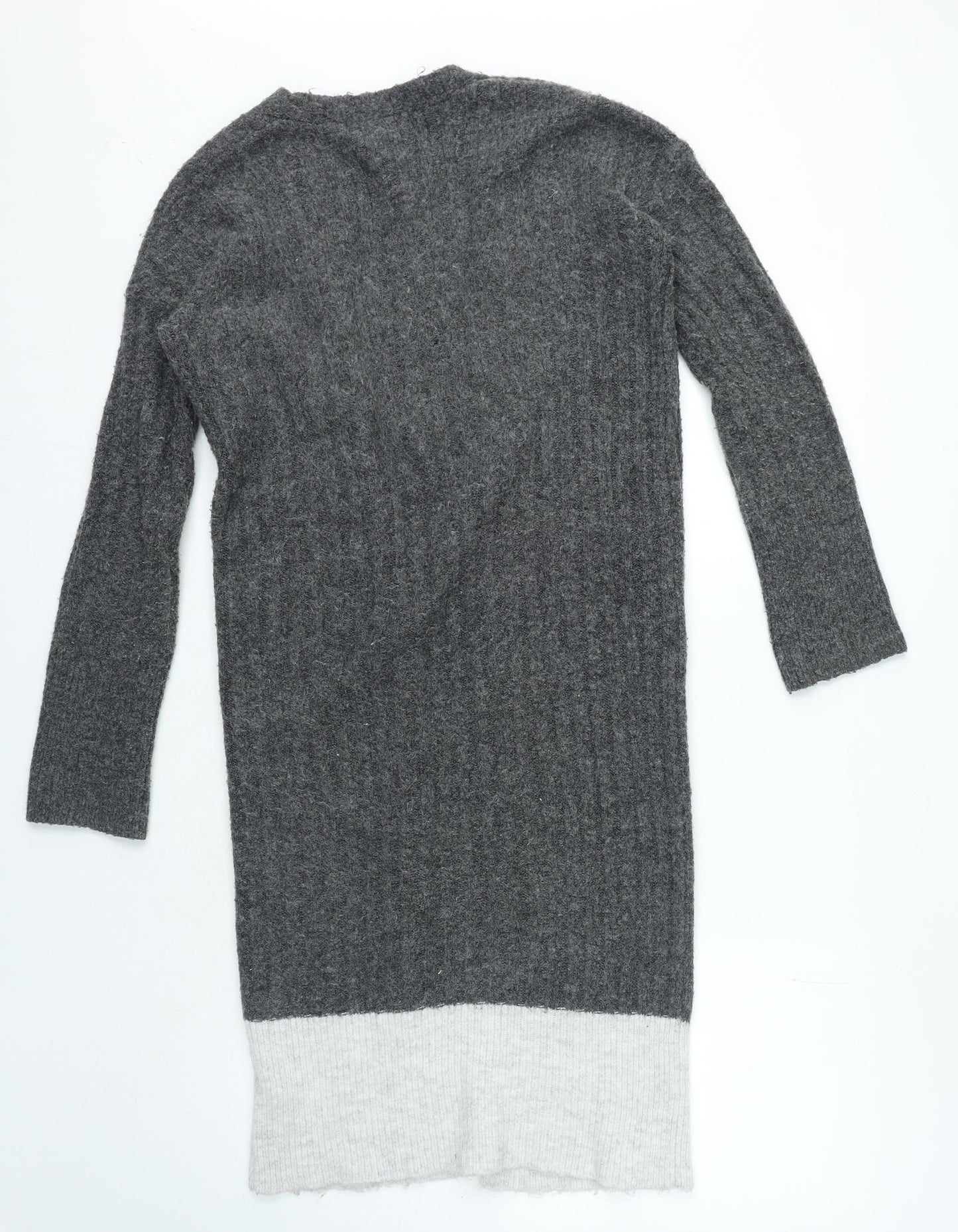 Primark Womens Grey V-Neck Acrylic Cardigan Jumper Size S