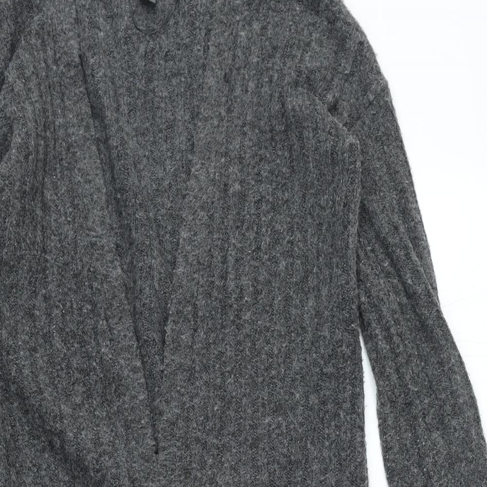 Primark Womens Grey V-Neck Acrylic Cardigan Jumper Size S