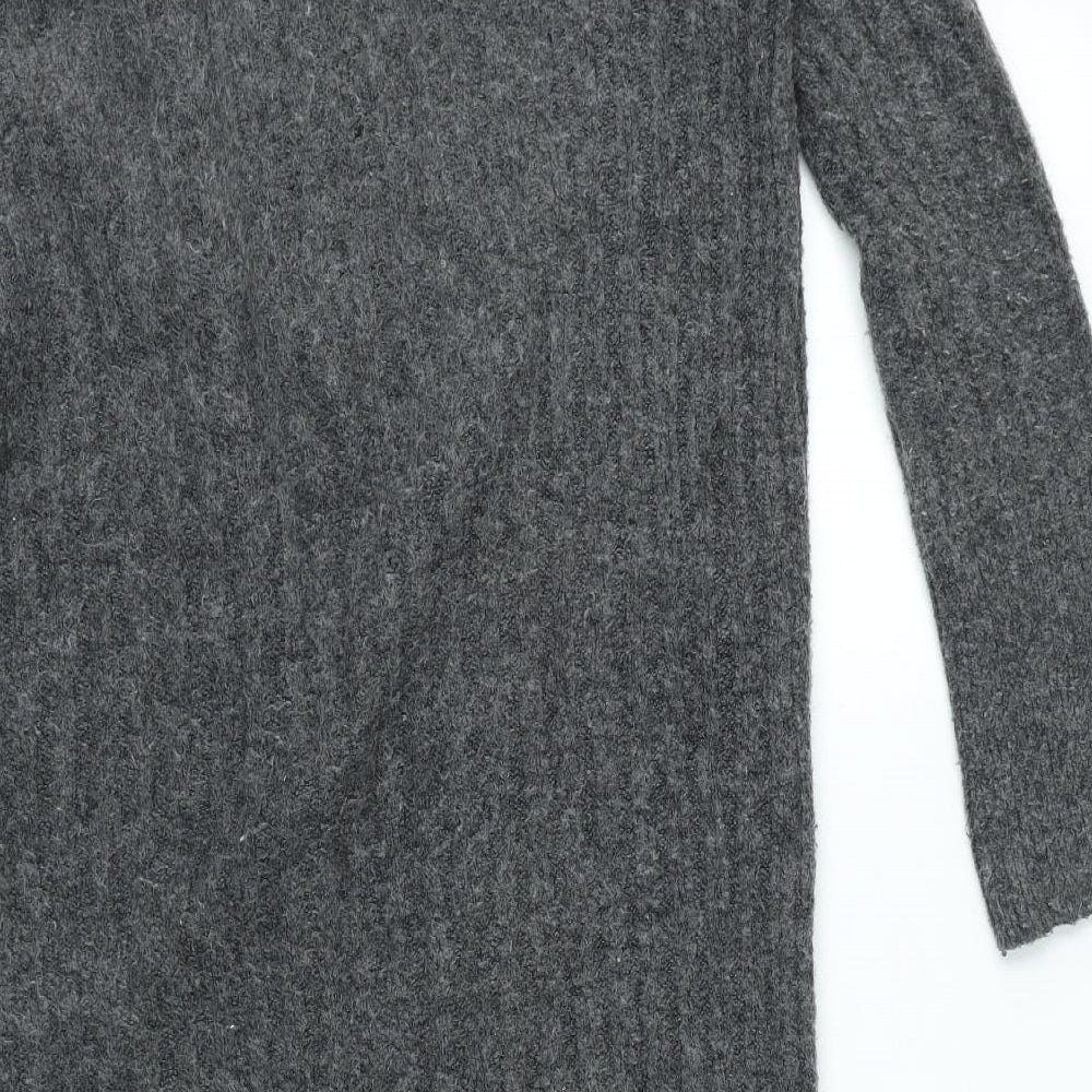 Primark Womens Grey V-Neck Acrylic Cardigan Jumper Size S