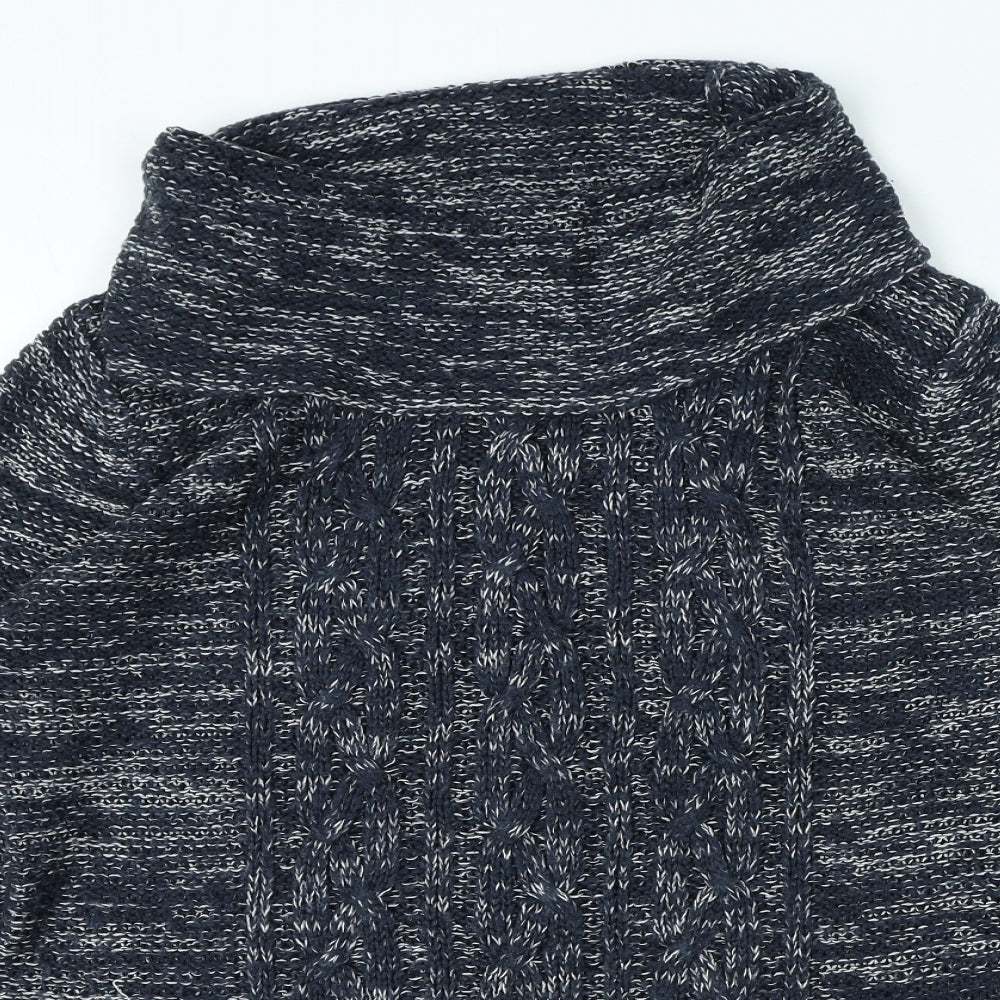 Papaya Womens Blue Acrylic Jumper Dress Size 16 Roll Neck Pullover