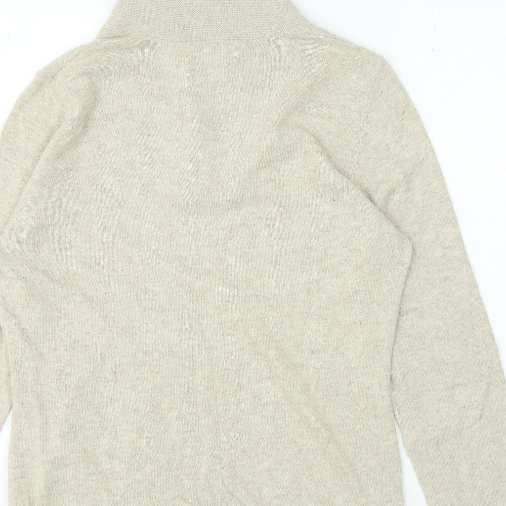 Kenar Womens Beige V-Neck Nylon Pullover Jumper Size L