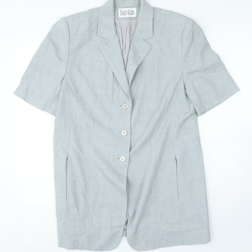 Eugen Klein Womens Grey Polyester Basic Button-Up Size 14 Collared