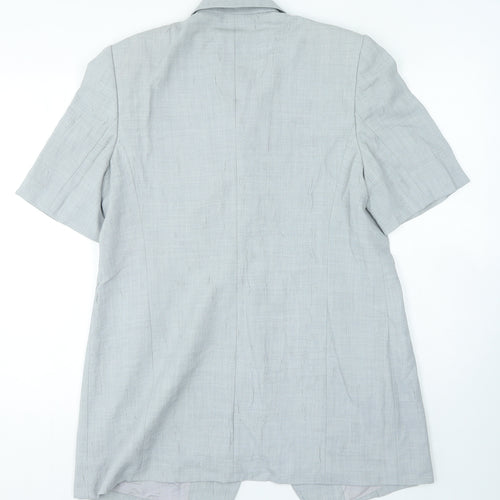 Eugen Klein Womens Grey Polyester Basic Button-Up Size 14 Collared