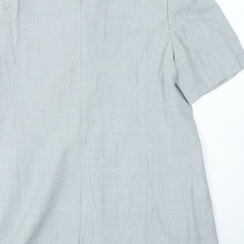 Eugen Klein Womens Grey Polyester Basic Button-Up Size 14 Collared