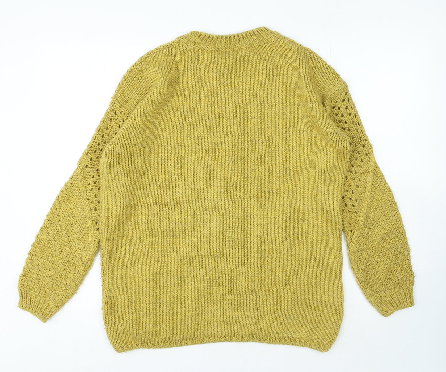 TU Womens Yellow Crew Neck Herringbone Acrylic Pullover Jumper Size 14