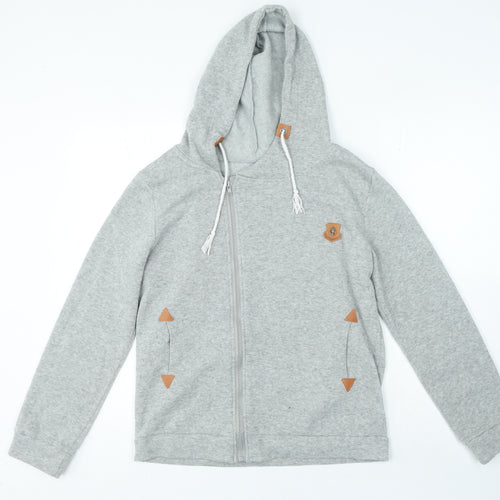 Classic Fashion Womens Grey Polyester Full Zip Hoodie Size M Zip
