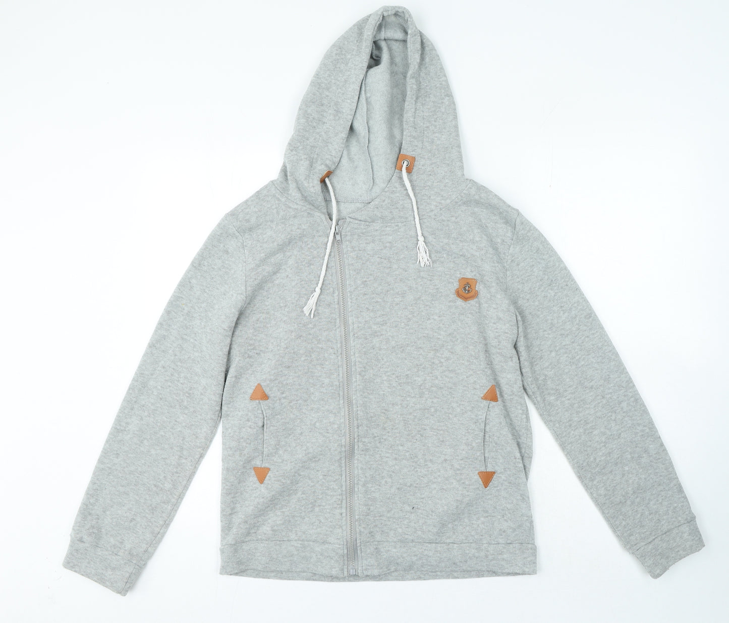 Classic Fashion Womens Grey Polyester Full Zip Hoodie Size M Zip