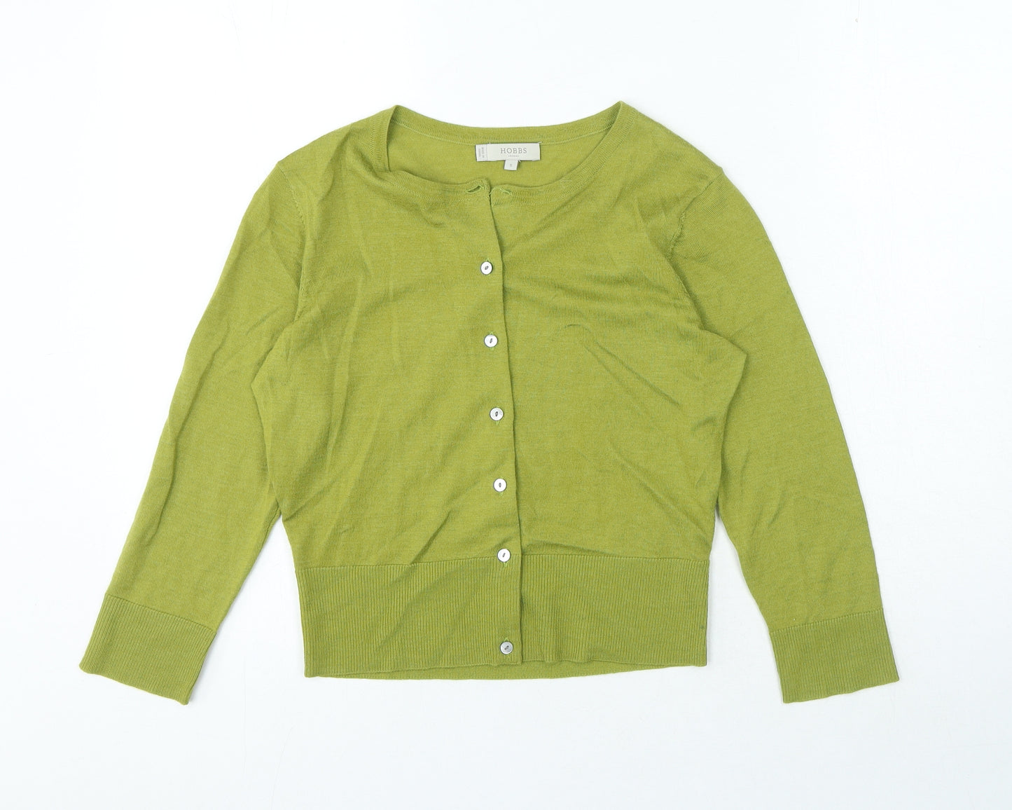 Hobbs Womens Green Crew Neck Wool Cardigan Jumper Size S