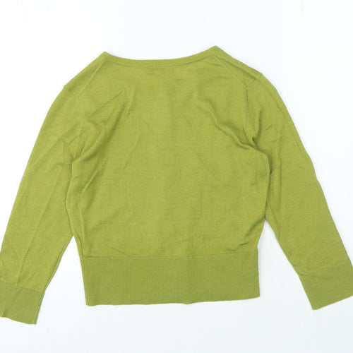 Hobbs Womens Green Crew Neck Wool Cardigan Jumper Size S