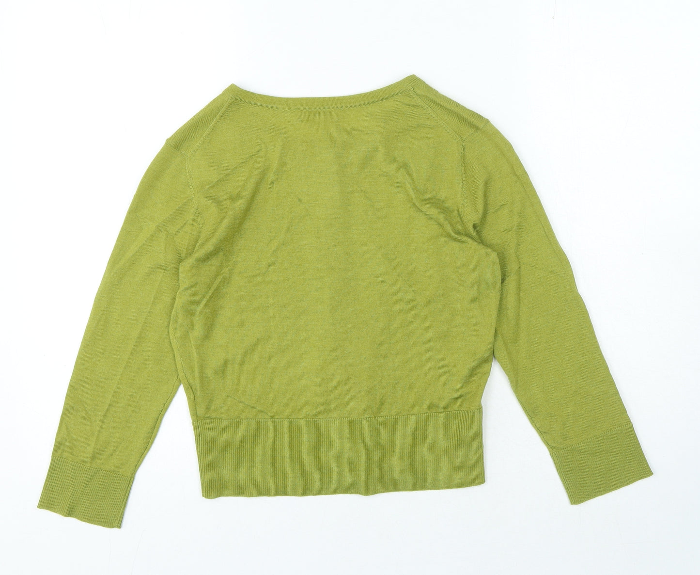 Hobbs Womens Green Crew Neck Wool Cardigan Jumper Size S