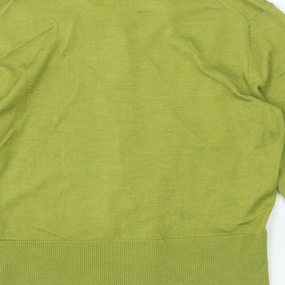 Hobbs Womens Green Crew Neck Wool Cardigan Jumper Size S
