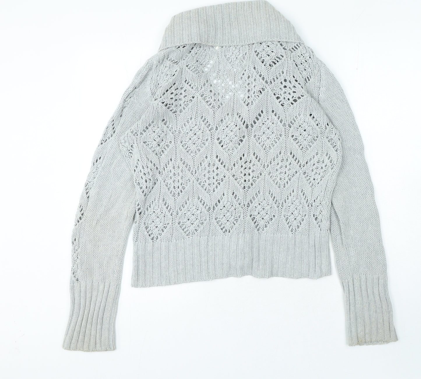 H&M Womens Grey V-Neck Cotton Cardigan Jumper Size M