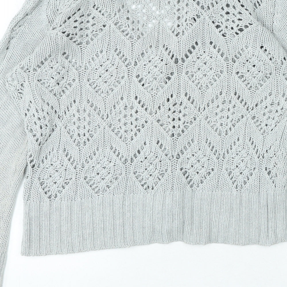 H&M Womens Grey V-Neck Cotton Cardigan Jumper Size M