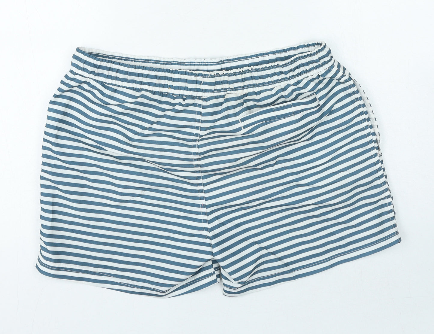 Cedar Wood State Mens Blue Striped Polyester Sweat Shorts Size M Regular Tie