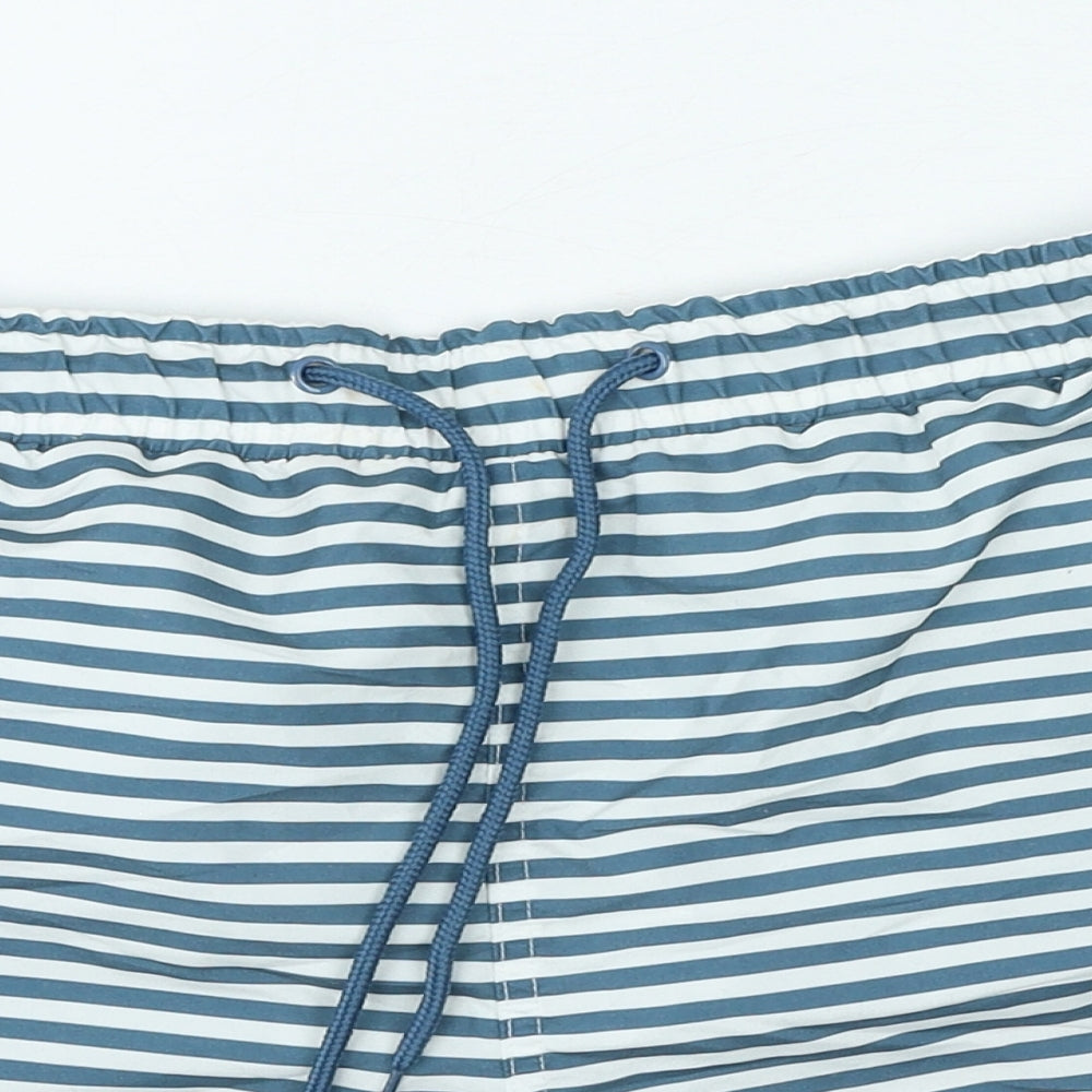 Cedar Wood State Mens Blue Striped Polyester Sweat Shorts Size M Regular Tie