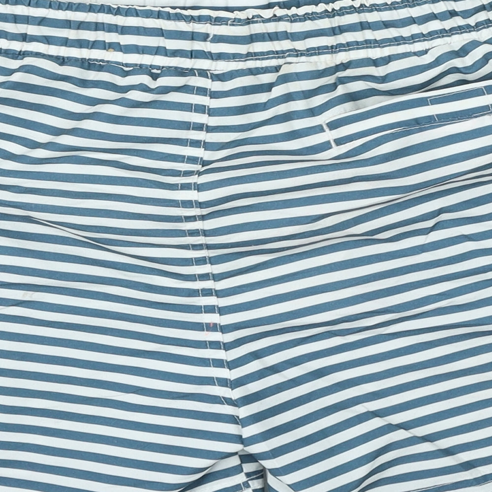 Cedar Wood State Mens Blue Striped Polyester Sweat Shorts Size M Regular Tie