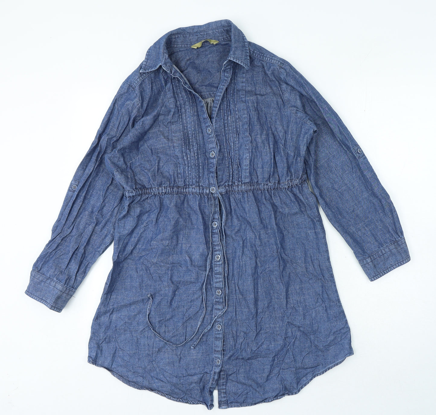 TU Womens Blue 100% Cotton A-Line Size 12 Square Neck Button