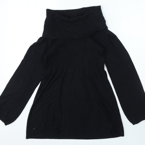 Marks and Spencer Womens Black Viscose A-Line Size 10 Boat Neck Pullover