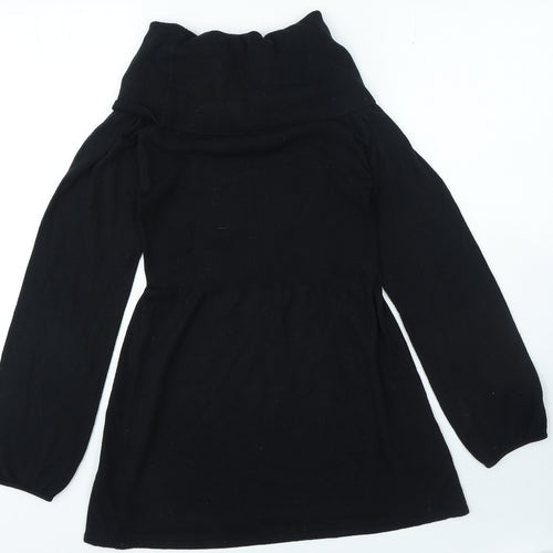 Marks and Spencer Womens Black Viscose A-Line Size 10 Boat Neck Pullover