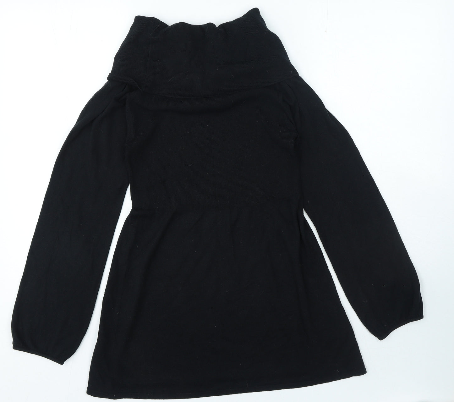 Marks and Spencer Womens Black Viscose A-Line Size 10 Boat Neck Pullover