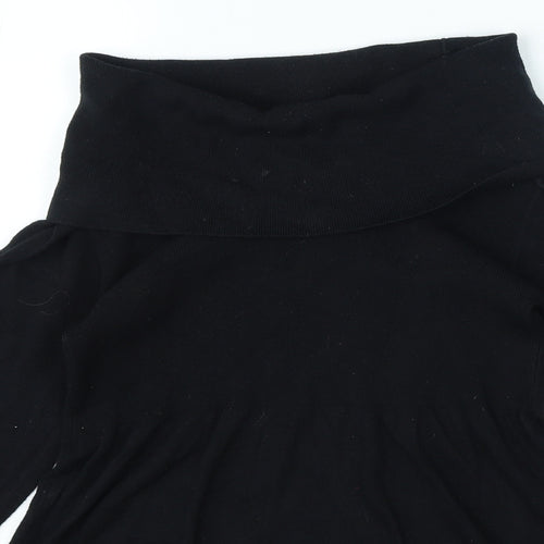 Marks and Spencer Womens Black Viscose A-Line Size 10 Boat Neck Pullover