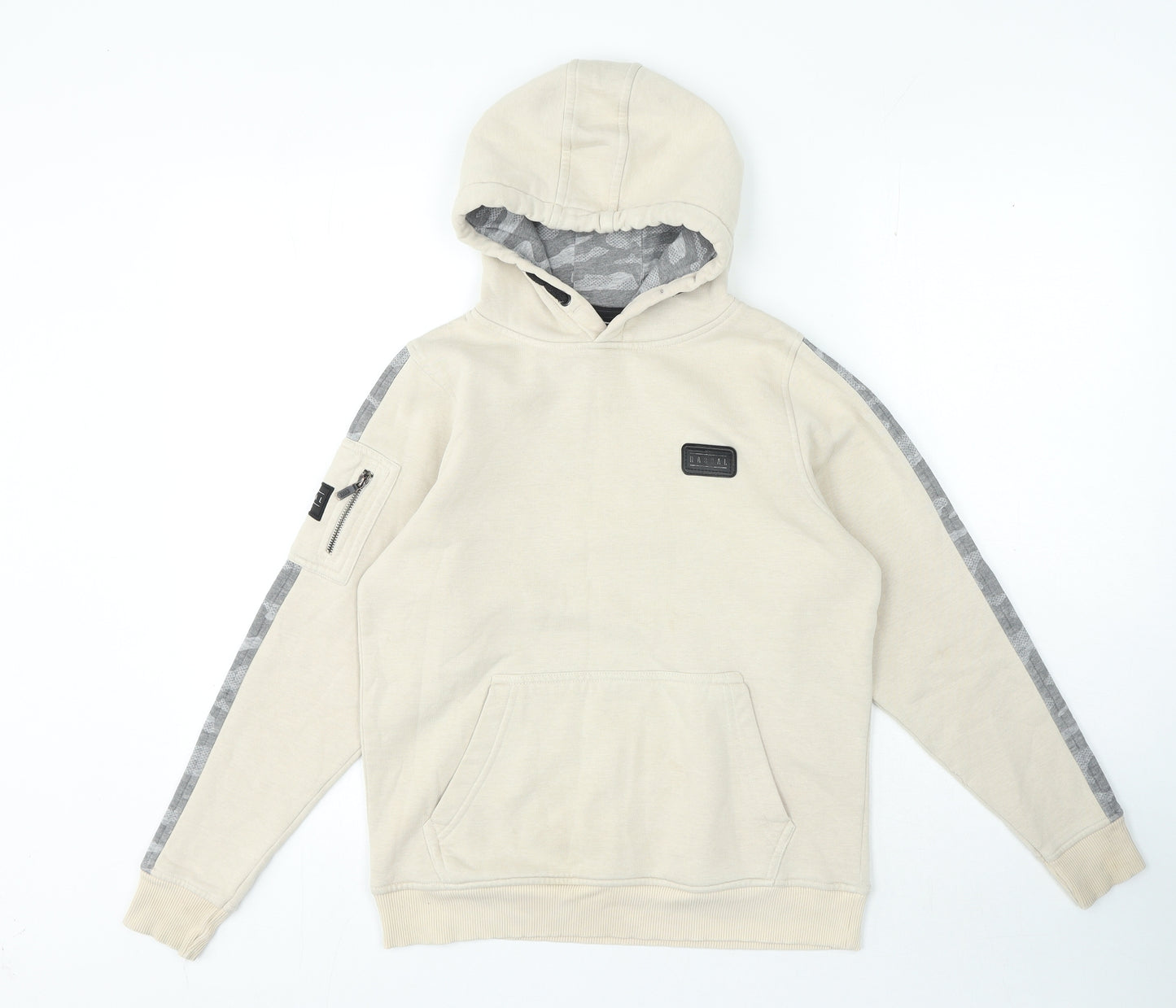 Rascal Boys Beige Cotton Pullover Hoodie Size XL Tie