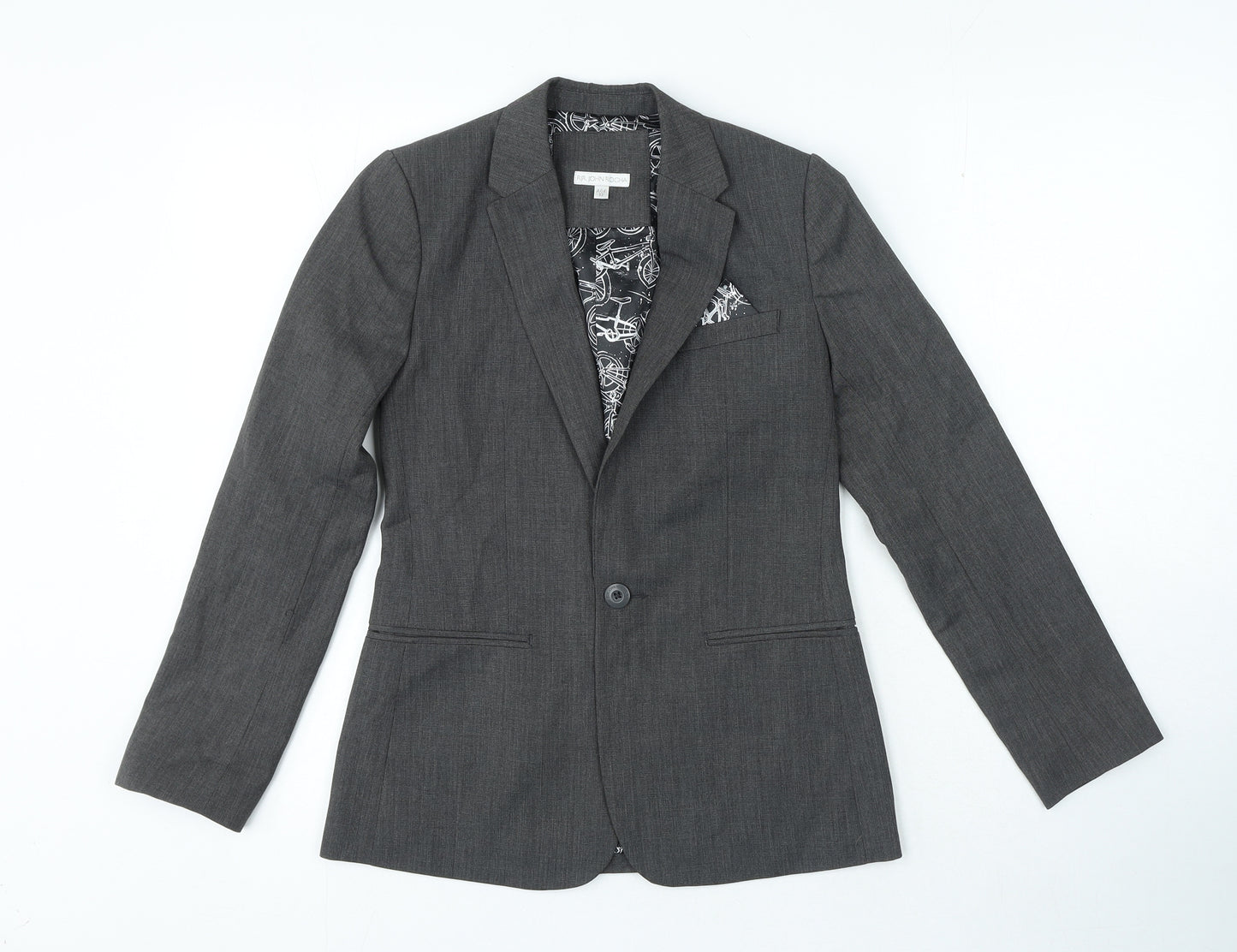 RJR.John Rocha Boys Grey Jacket Blazer Size 12 Years Button