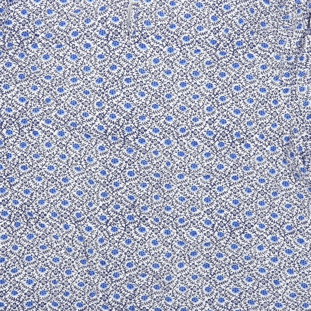 Marks and Spencer Womens Blue Floral Viscose Basic Blouse Size 20 Round Neck