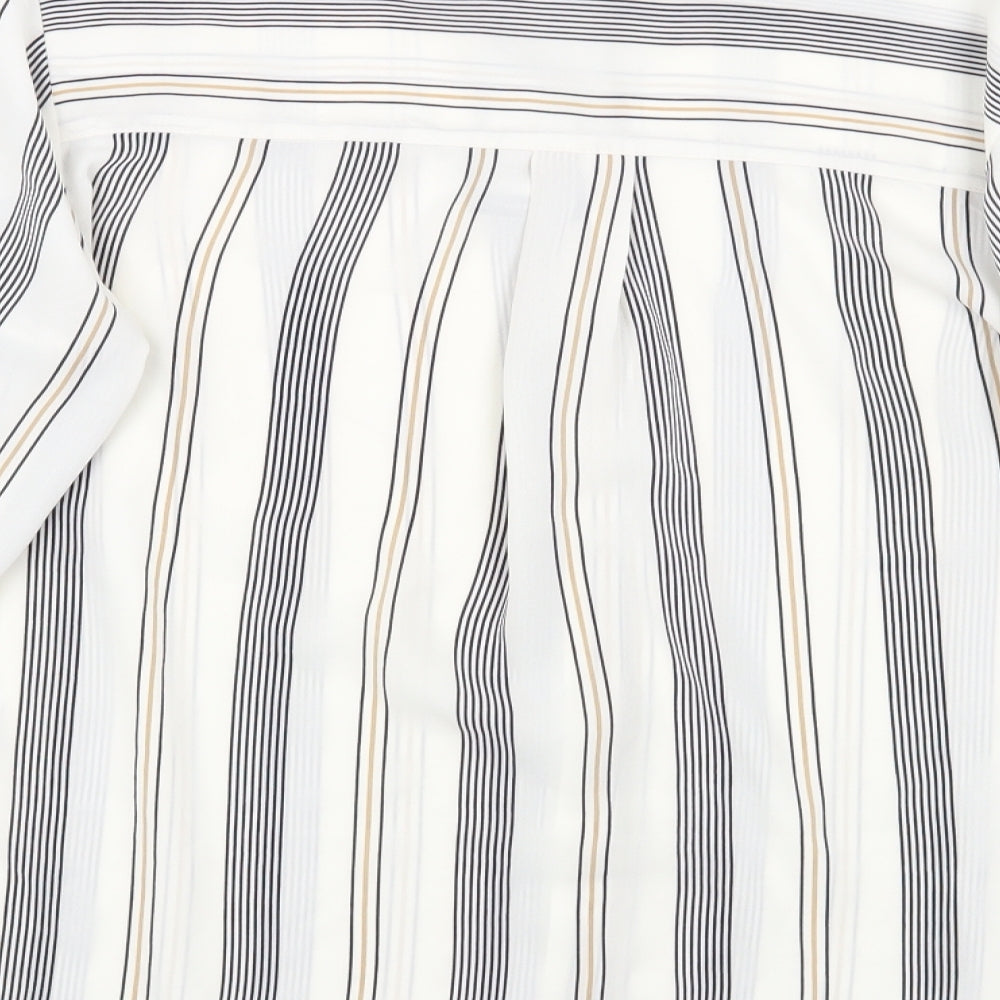 NEWLOOK Womens White Striped Polyester Basic Blouse Size 14 Collared