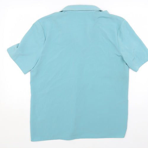 Peaches Womens Blue Polyester Basic Button-Up Size 16 Collared