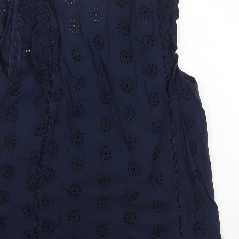 Marks and Spencer Womens Blue Cotton Basic Polo Size 10 V-Neck