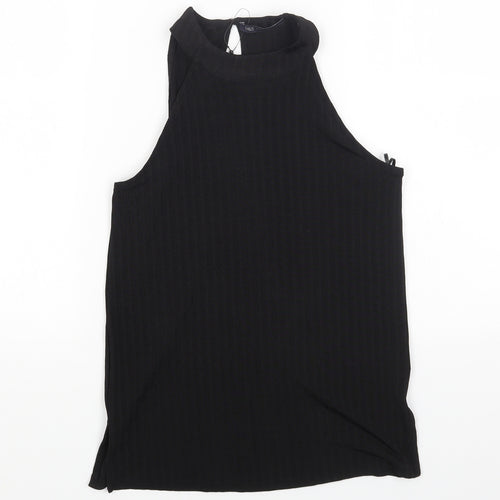 Marks and Spencer Womens Black Polyester Basic T-Shirt Size 6 High Neck