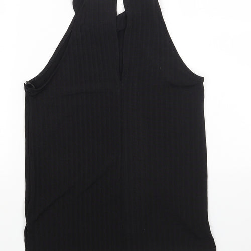 Marks and Spencer Womens Black Polyester Basic T-Shirt Size 6 High Neck