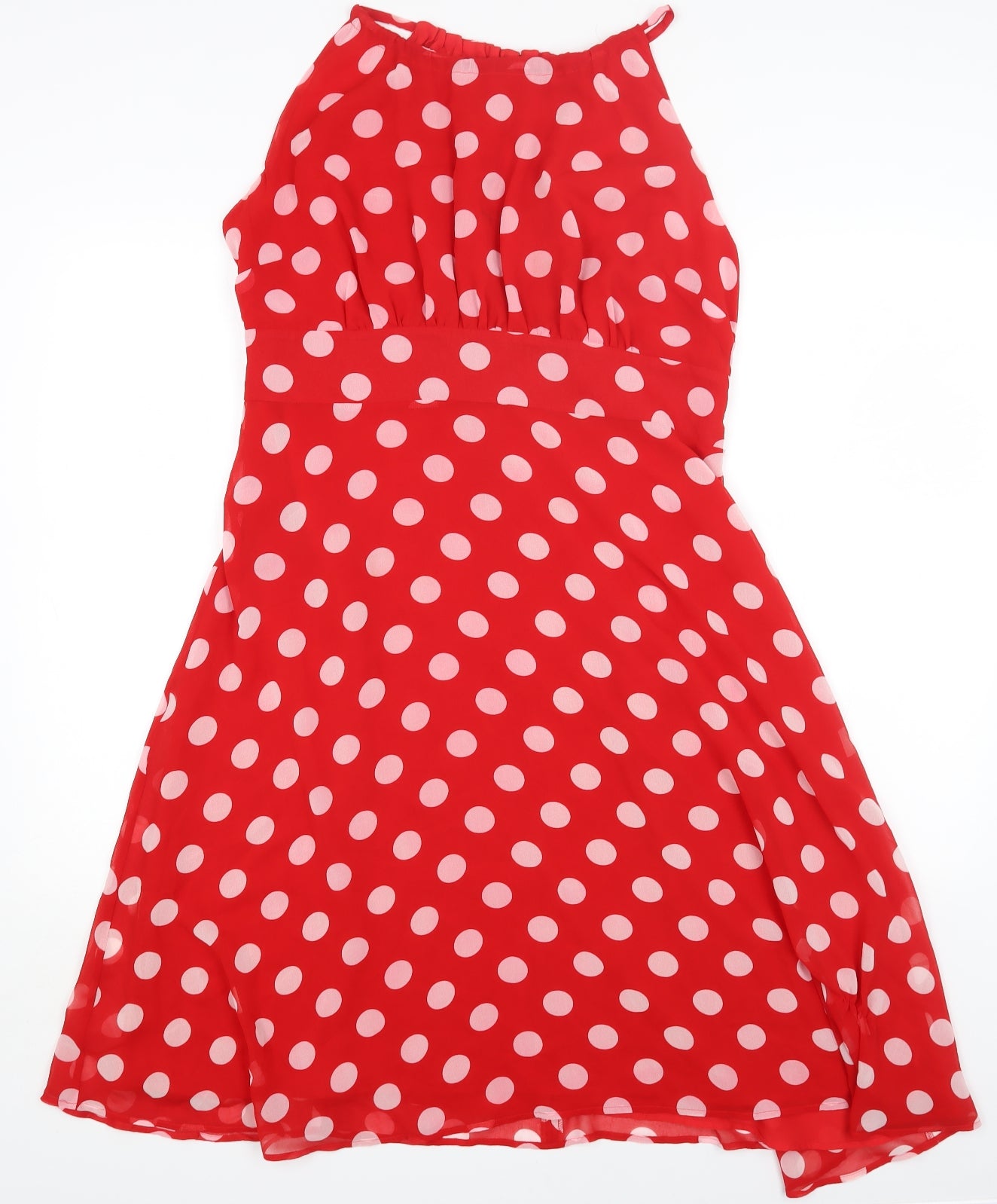 Autograph Womens Red Polka Dot Polyester Bodycon Size 14 Square Neck Zip
