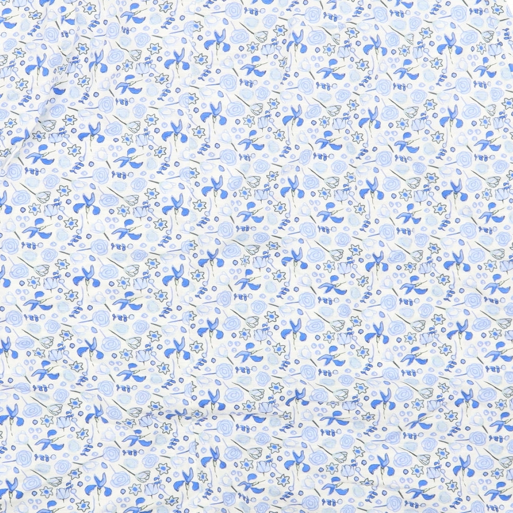 Marks and Spencer Womens Blue Floral Cotton A-Line Skirt Size 16 Button