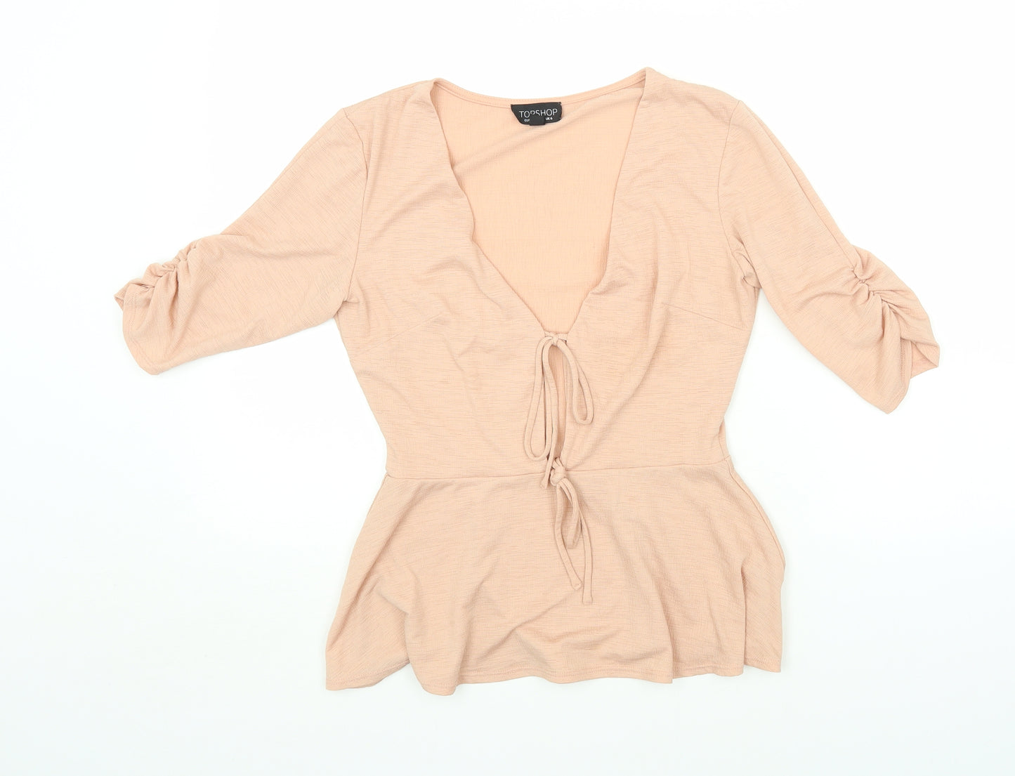 Topshop Womens Beige Polyester Basic Tank Size 6 V-Neck