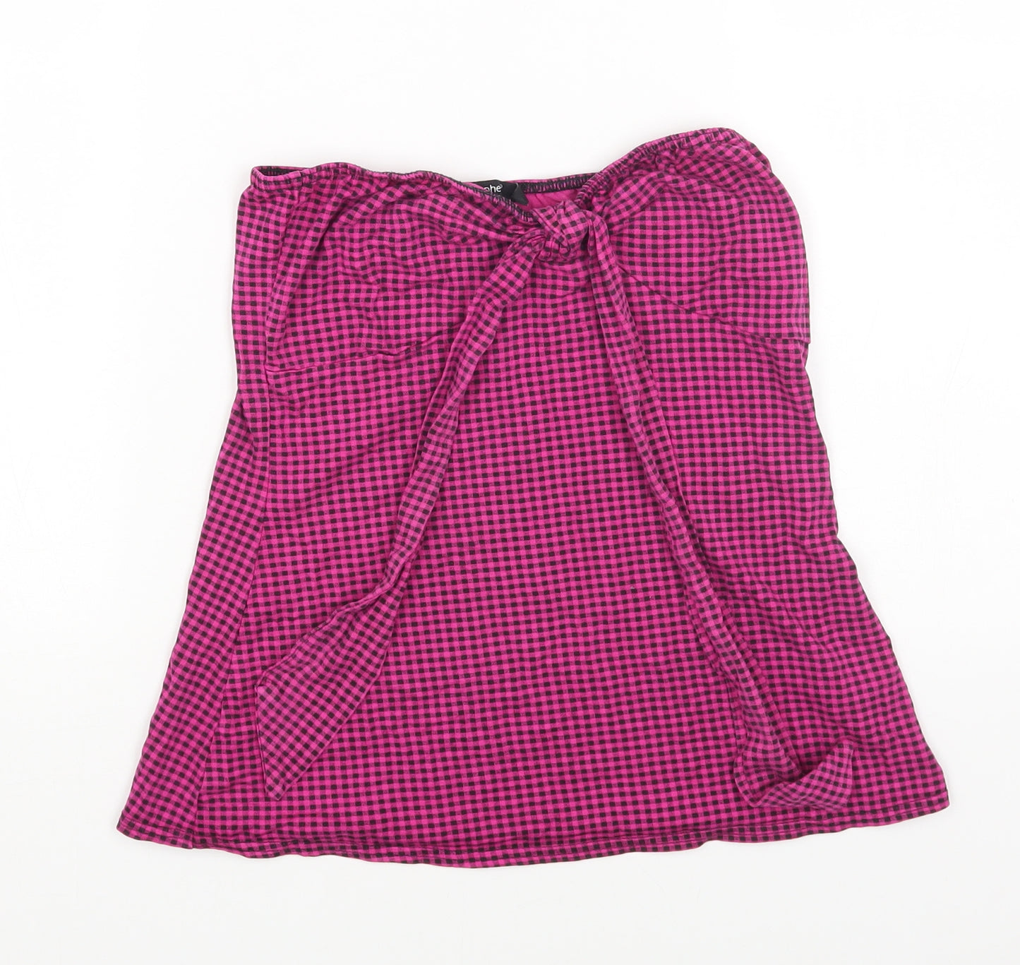 Atmosphere Womens Pink Check Polyester Jersey Tank Size 10 Off the Shoulder